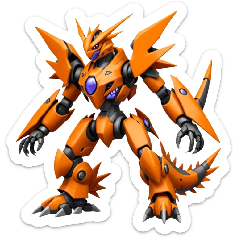 Cool Futuristic Black Orange Cyber-Digimon-Fakemon-Palkia-Guilmon-Wargreymon-Mecha-fusion (full body) sticker