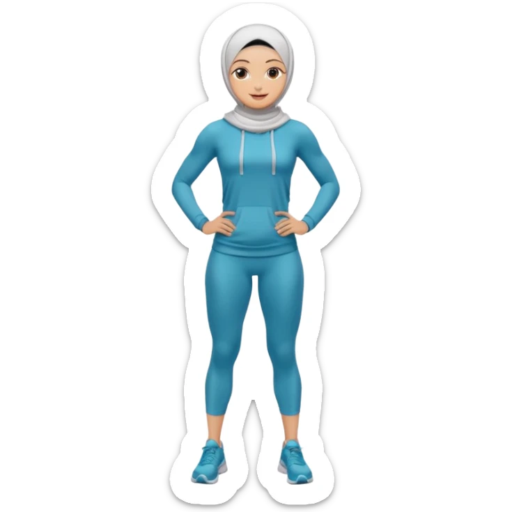 High resolution full body of a girl wearing a hijab and is a fitness trainer sticker