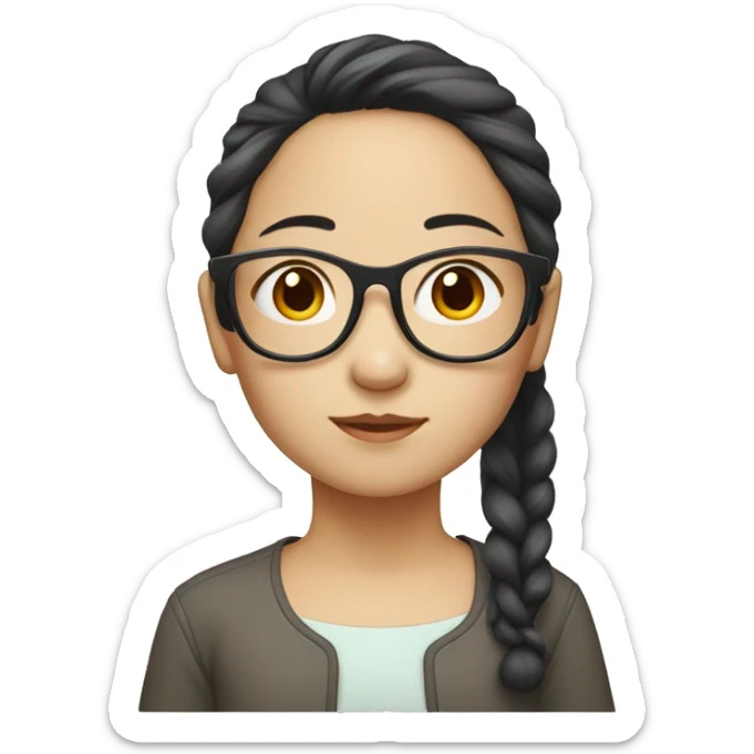 Chinese girl wearing glass, hair to shoulder  sticker