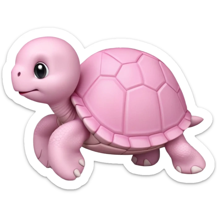 light pink turtle, cute, adorable, looks like a stuffed animal with no details in skin, similar to the 3D emoji version sticker