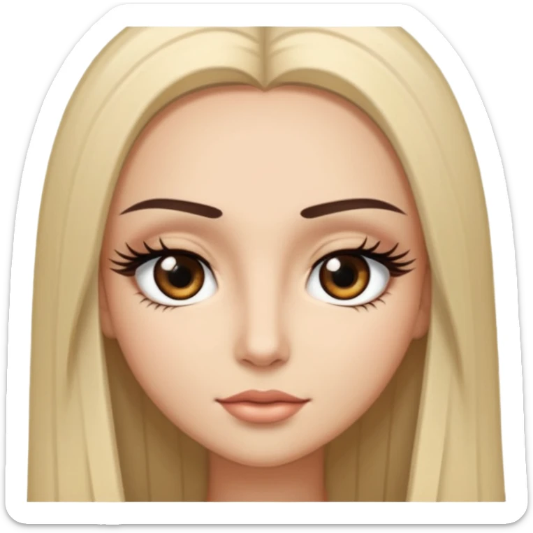 long straight hair dark brown eyes and long lashes with and light  skin sticker