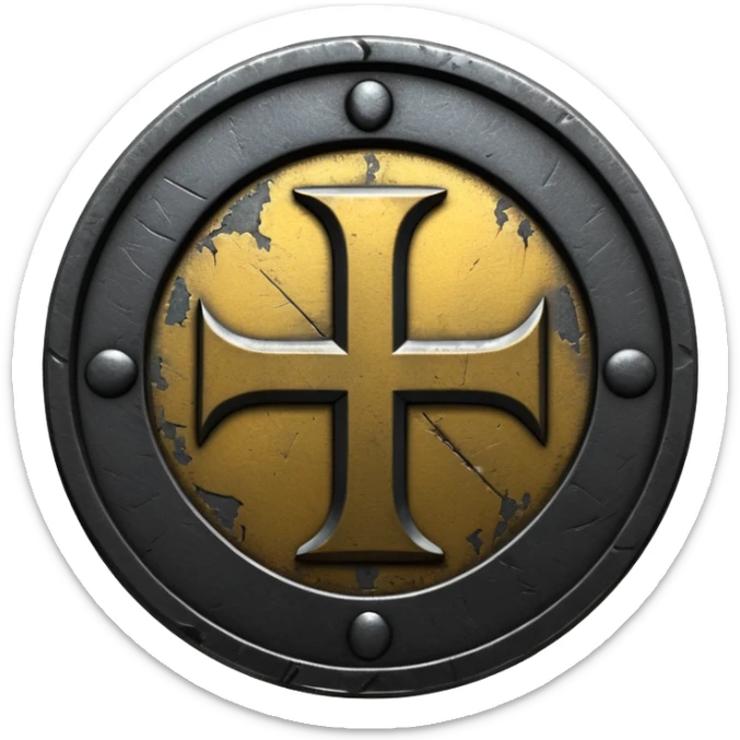 Minimal emoji, gothic metal coin made of black steel, engraved number 1 at the center, ancient industrial aesthetic, worn metal texture, no glow, no neon, flat emoji design, centered, transparent background sticker