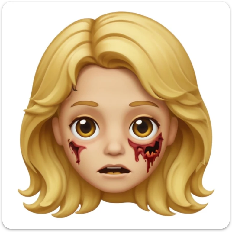 icon memoji, zombie skin ,  Wavy hair,  Golden blonde, eyes brown sticker