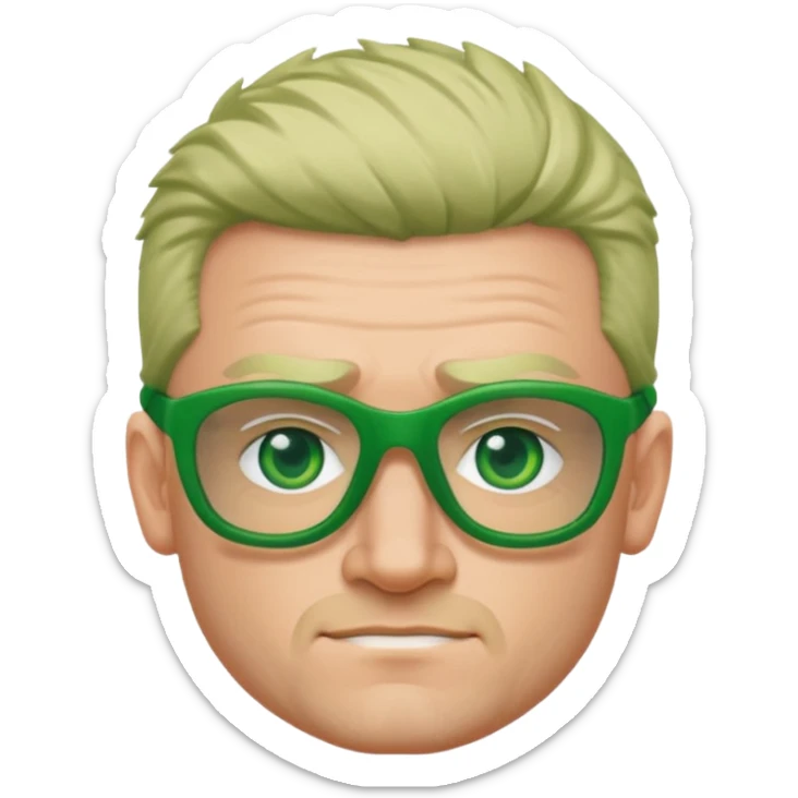 irish rugby player with skin head hair and green glasses sticker