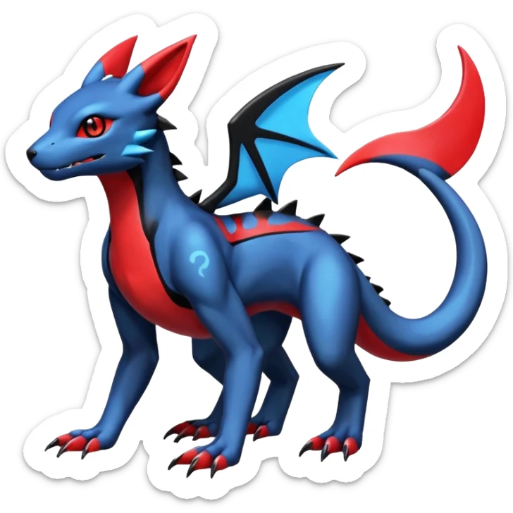 Shiny Edgy Exotic Colorful Guilmon-Salandit-Umbreon-Fakémon-hybrid-creature (full body)  sticker