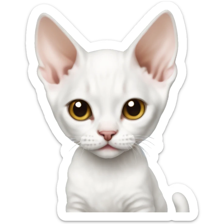White Devon rex kitten sticker