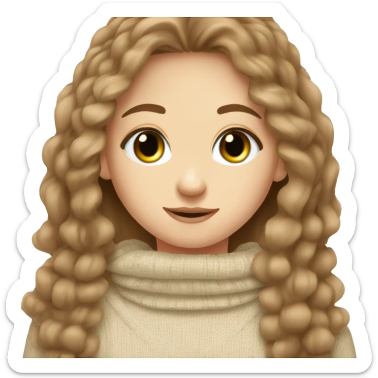 Pretty green eyed white girl with brown long hair and a comfy sweater  sticker