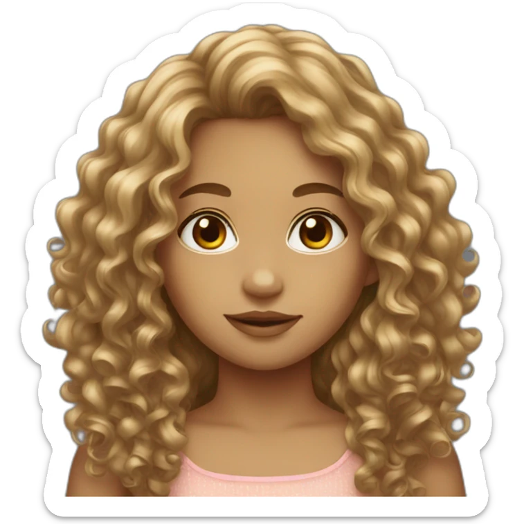 girl long curly hair dress sticker