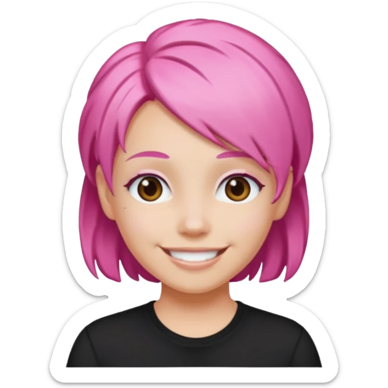 Black shirt pink hair sticker