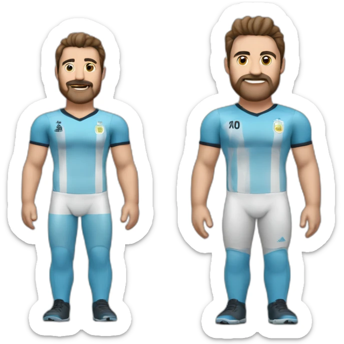 Cuerpo entero, sin bigote, jean, argentina jersey , hombre, 40 años, 120 kilos, 1.90 de altura sticker