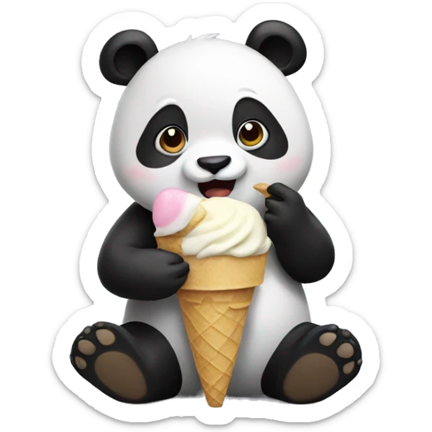 Panda eating ice cream sticker