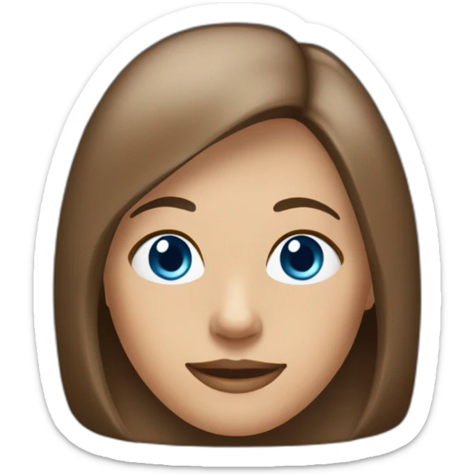 A 50-yo woman with a brownish Bob straight hairstyle with parting in the middle and blue eyes sticker