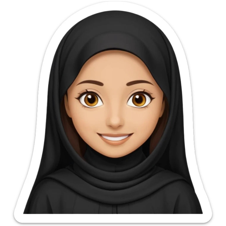 create an emoji of a girl wearing a shayla (شيله) and abaya, brunette girl (her hair shows ofc it is not a hijab) like more of a khaleeji shayla. also she is muslim  sticker