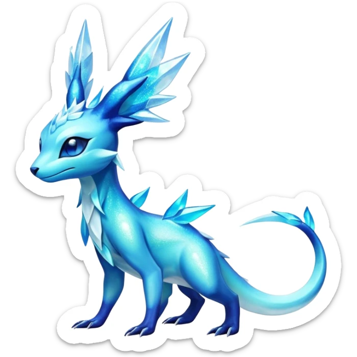 Colorful Iridescent Exotic Salandit-Aurorus-Glaceon-Fakémon-hybrid-creature (full body)  sticker