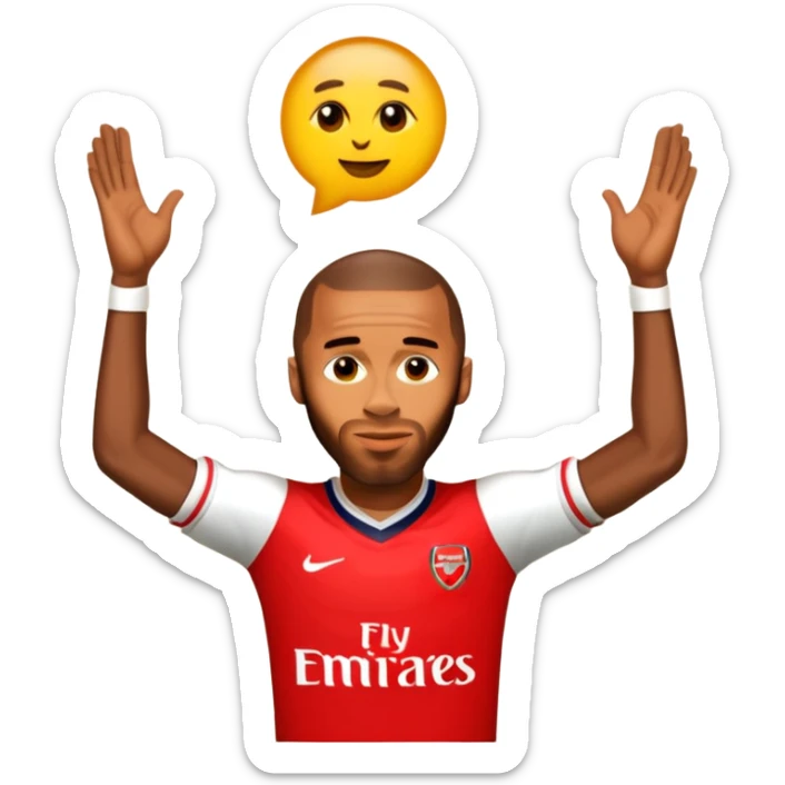 Add an Arsenal jersey to Thierry Henry in a football theme, keeping the emoji style. sticker