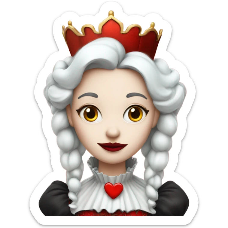 Red queen in Alice in wonderland with white skin and heart lips sticker