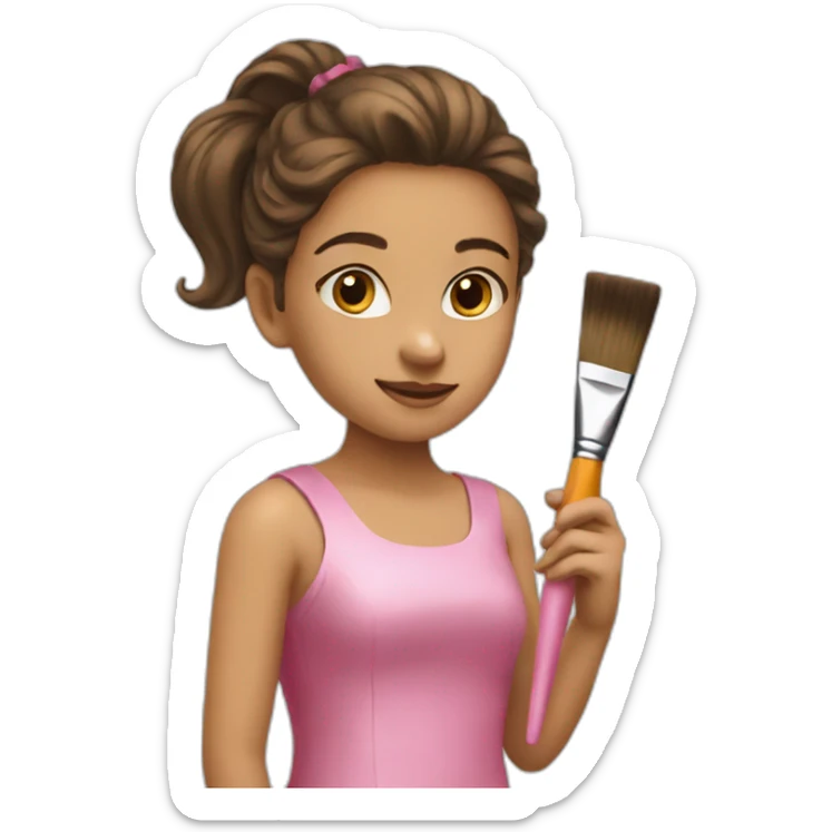 the girl in the pink dress with the paintbrush. sticker
