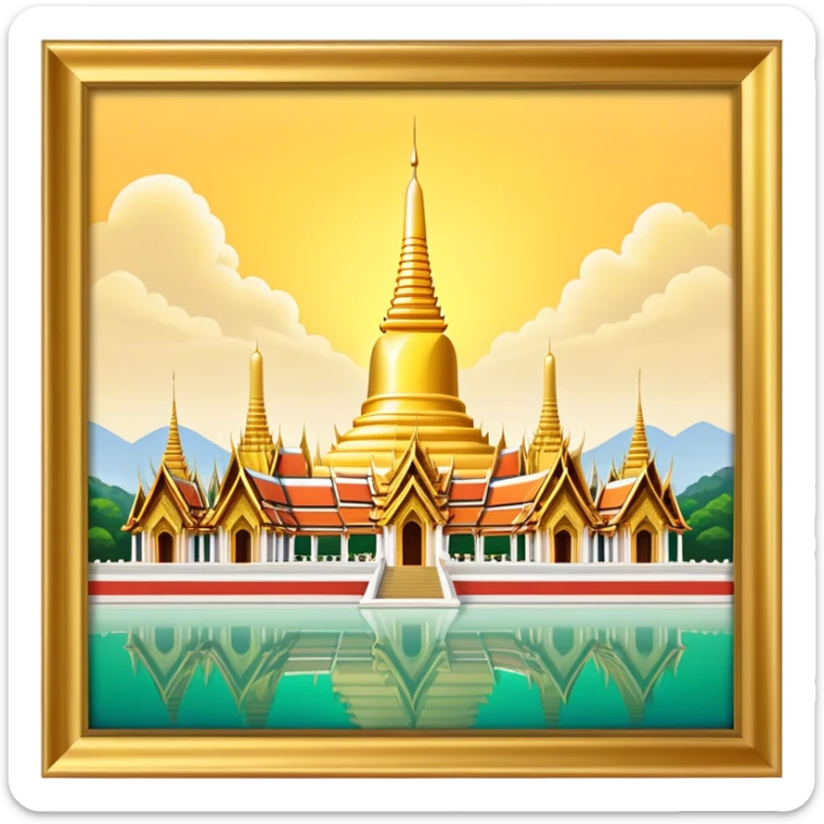Grand Palace Bangkok Landmark Emoji – Featuring golden spires, Thai architecture, and the Emerald Buddha Temple. sticker
