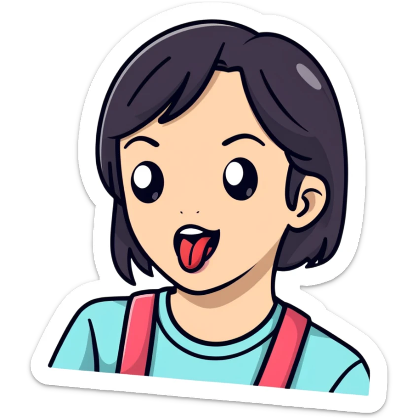 teen girl sticking out her tongue sticker