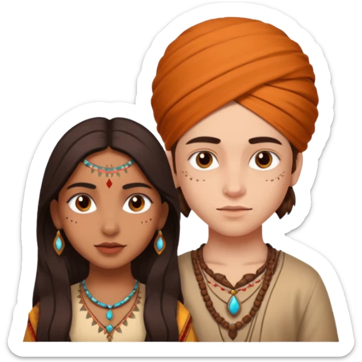. The emoji is of Dylan Player (founder of emojis.com) who should have an existing emoji that highly details his face, and then with an Indian girl with an equivocally as detailed face. They should both look very realistic and use the existing image of DYLAN PLAYER, FOUNDER.  sticker