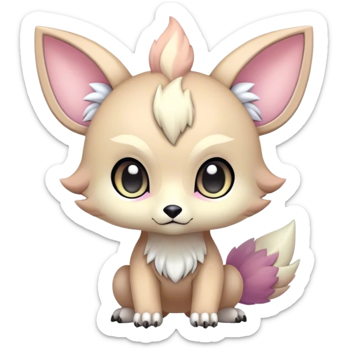 Adorable colorful chibi pastel edgy fantasy animal hybrid Fakemon full body, big Eyes sticker