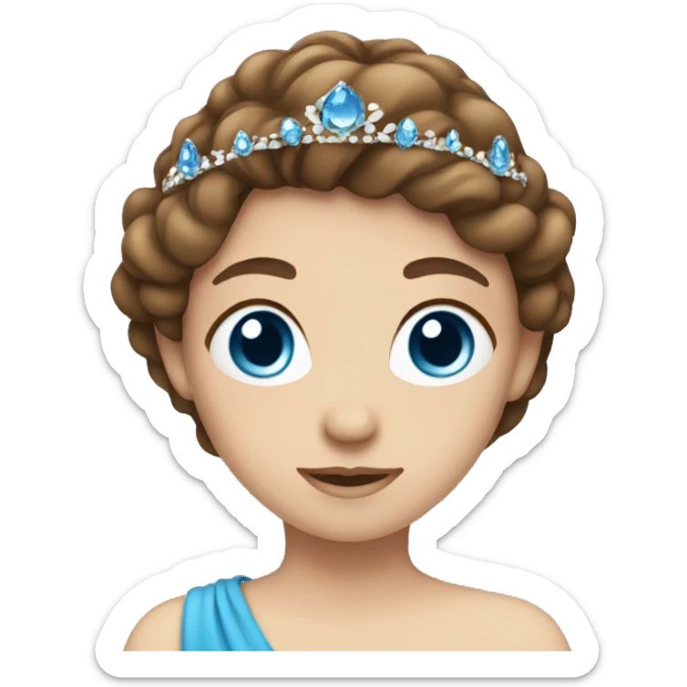 Girl with brown hair and blue eyes tiara emoji sticker