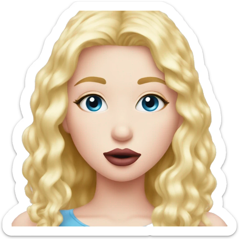 Blonde blue eyes girl sending you a kiss pink gloss kiss sticker