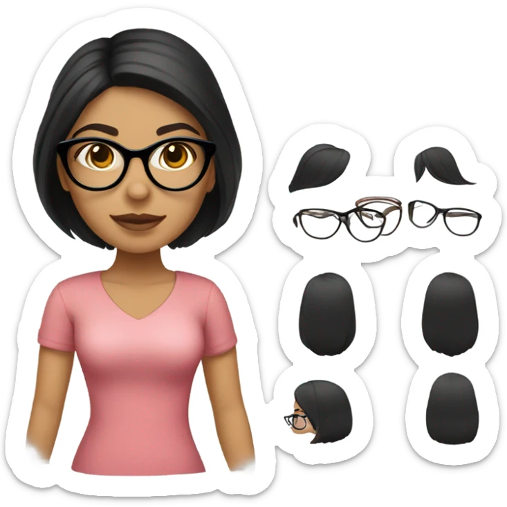 a pretty girll full body with dark hair and glasses and makeup latina sticker