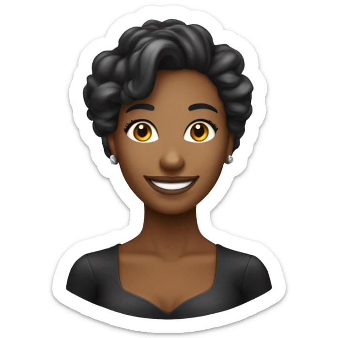 une belle femme d'affaire noir ayant un très beau sourire avec des cheveux longs sticker