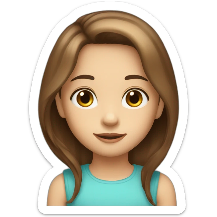 a beautiful child with chestnut shoulder-length hair and brown eyes  with straight hair  sticker