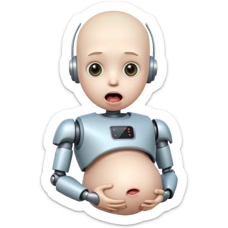 boy robot looking surprised with pregnant and looks funny and has a freaky tounge sticker