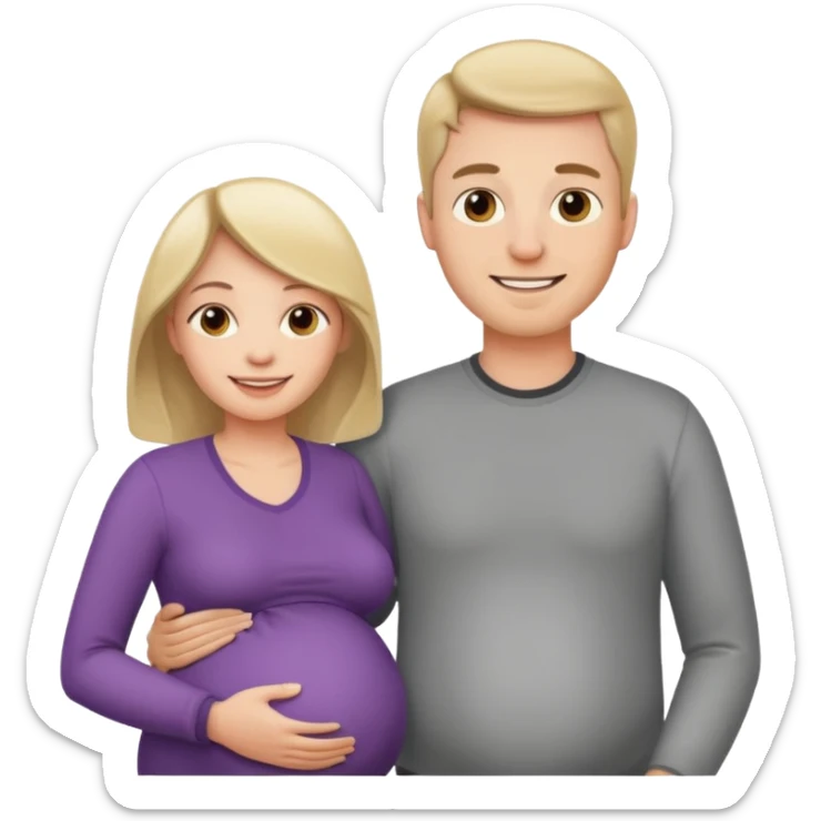 I want a couple. Only the wife is pregnant. There is only one pregnant women. Both the husband hand wife family are stand behind them. There is No kids sticker