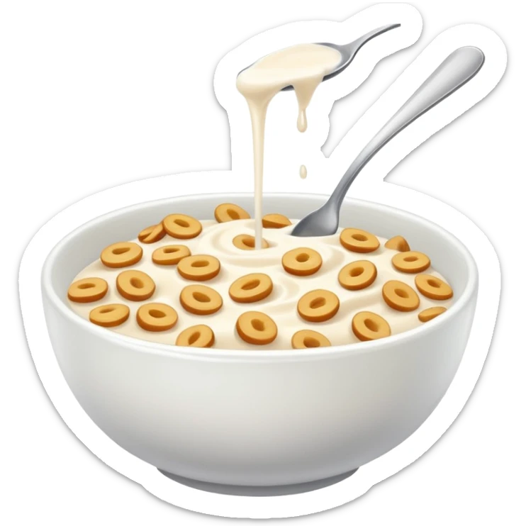 a plain bowl of wheat cereal with milk, there's nothing in the picture but a bowl of cereal sticker