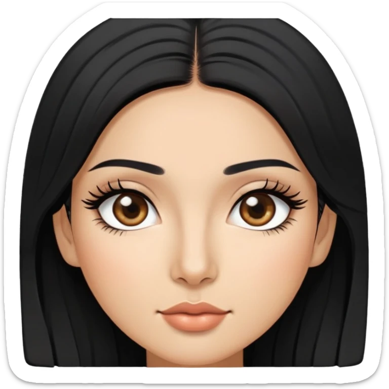 Persian and Korean multiracial woman, with black hair, long eyelashes, and tan skin, sticker