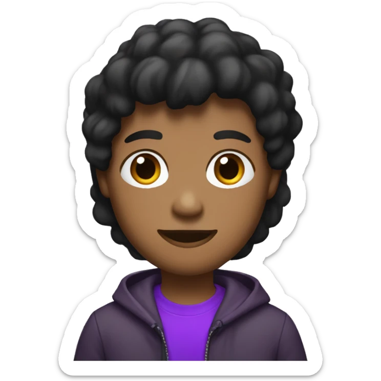 aring a brown and black t-shirt and a jacket that is a mixture of purple and black. sticker