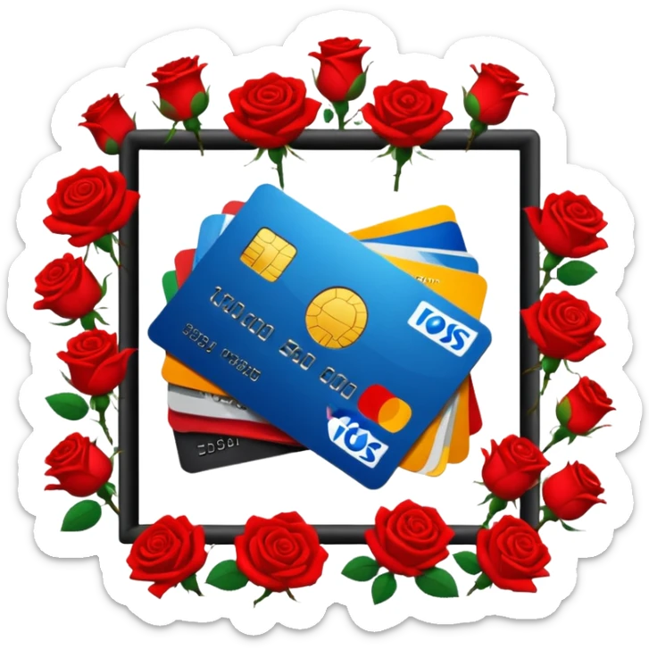 Walled with credit cards and roses sticker