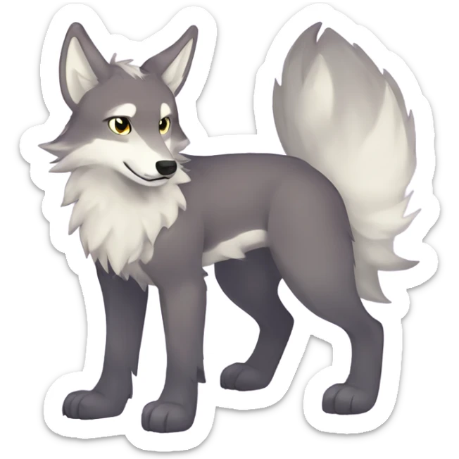 Colorful Shiny Fionbri-Falvie-sparkle-wolf-sona full body flat color sticker
