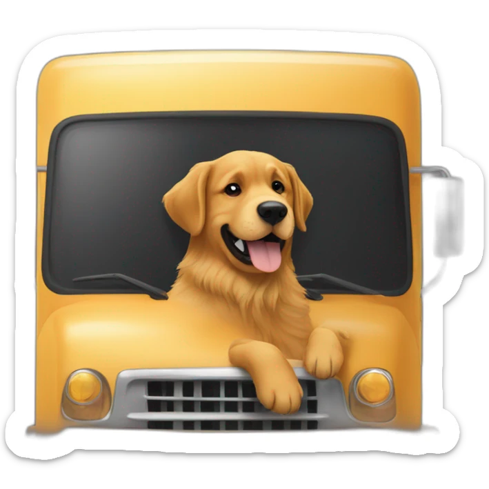 A Golden retriever and a rottweiller hugging on a moving truck sticker