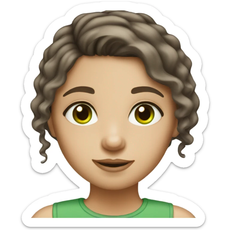 girl with brown hair with gray streaks and green eyes sticker
