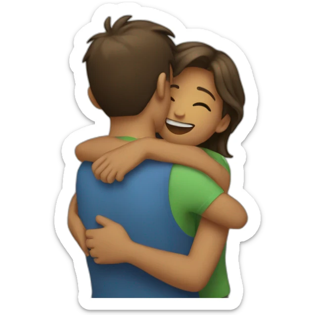 Hugging sticker
