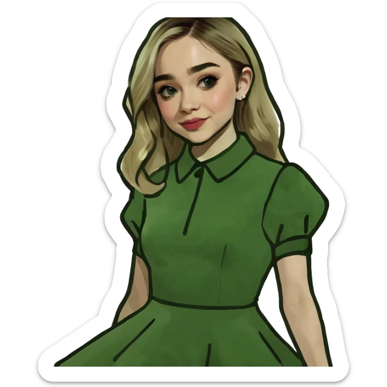 Sabrina Carpenter blonde singer in a glamorous Short n' Sweet style dress sticker