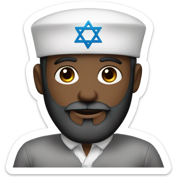 A Black Jew in a white kippah with star of David with a beard cap blue eyes sticker
