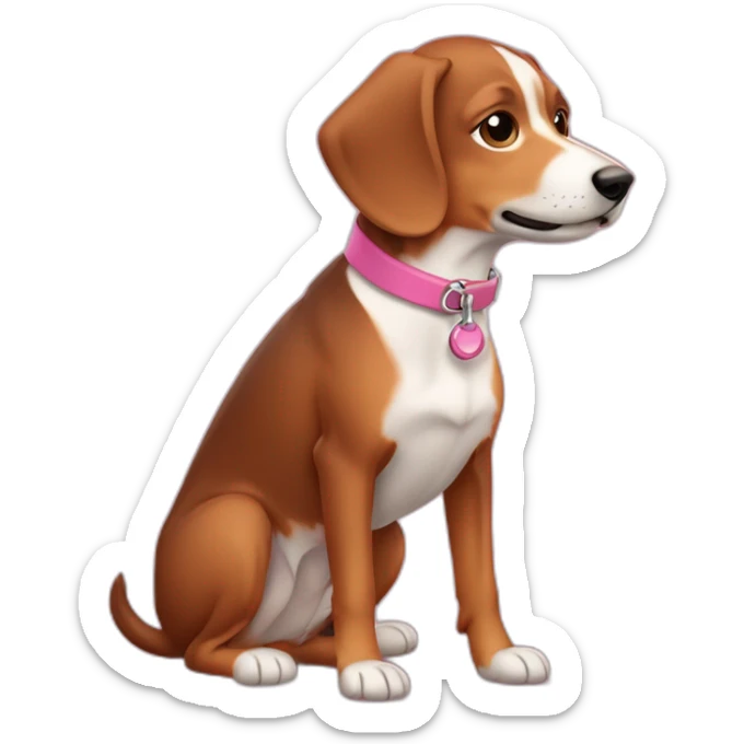 Perro salchicha de color marron entero con collar rosa y en su dije que diga “Luli” sticker