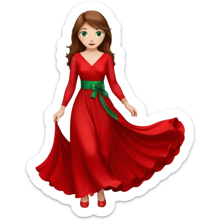 Handmaid woman with brown hair and green eyes. Wearing all red sticker