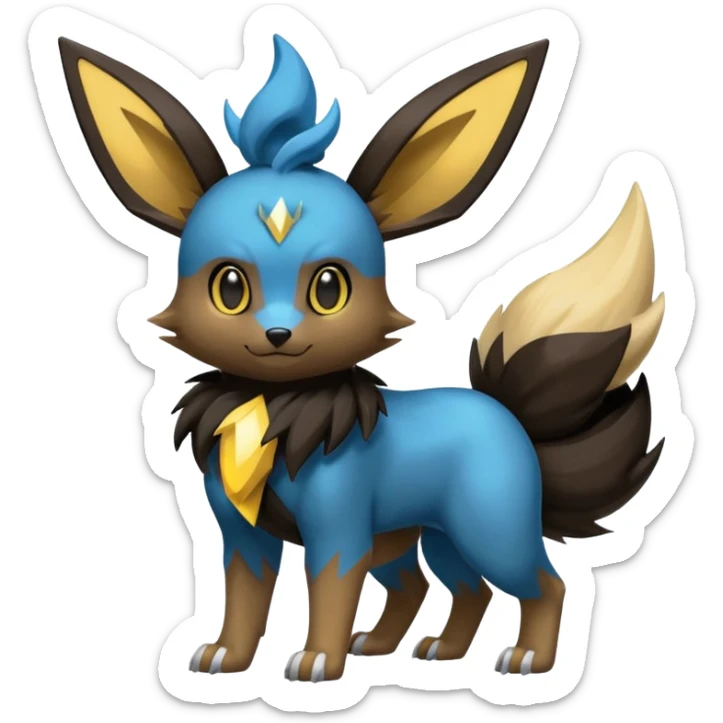 Eevee-Luxray-Luxio-fusion-hybrid-animal-Fakémon-Pokémon-creature sticker