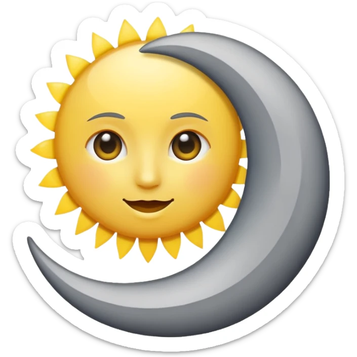 Genarate me a emoji of Drak mode moon and bright mode sun Like we got In our mobile phones sticker