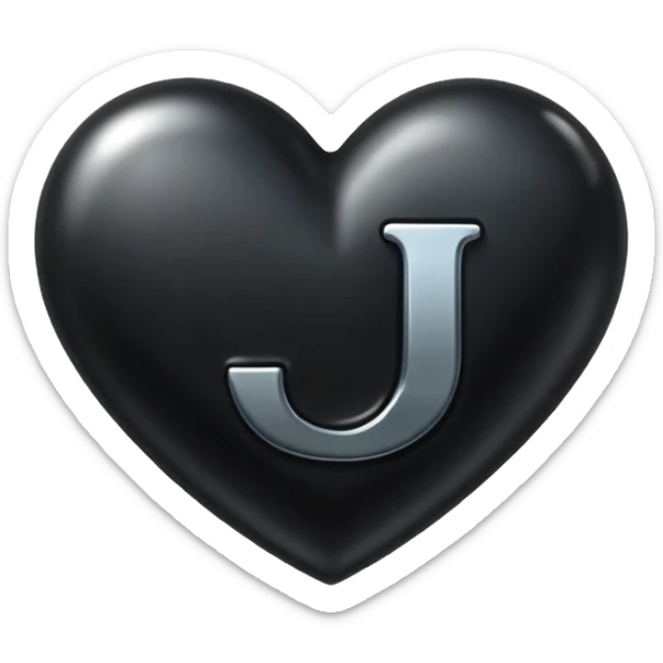 A black heart with the letter "J" in the middle in a pretty font sticker