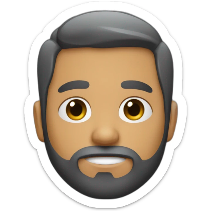 Cara de persona calva con pelo negro muy corto y con barba corta y ojos azules sticker