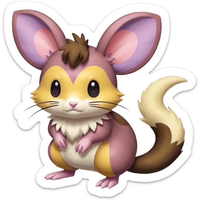 Rattata-Dedenne-Emolga-Minccino-Purrloin-Fakemon-hybrid-creature (full body) sticker