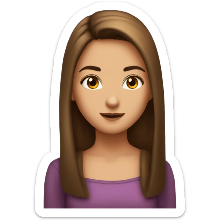 Créer des emojy filles châtain cheveux châtain élégante cheveux lisse yeux marrons  sticker